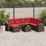 vidaXL Salon de jardin 8 Pièces avec coussins marron résine tressée
