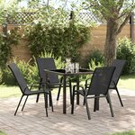 vidaXL Ensemble de salle à manger pour jardin 5 Pièces Noir