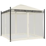 vidaXL Tonnelle avec parois en filet crème 2 93x2 93 m acier