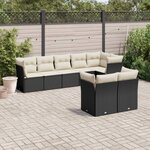 vidaXL Salon de jardin 8 Pièces avec coussins noir résine tressée