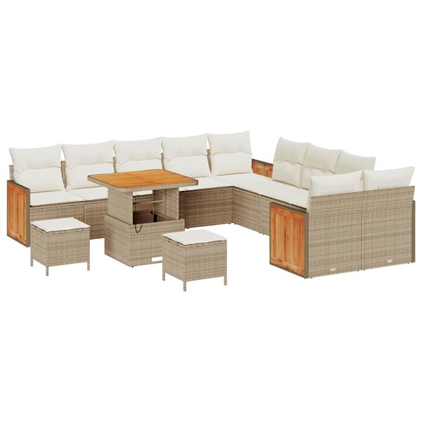 vidaXL Ensemble de canapé de jardin avec coussin 13 Pièces beige et crème