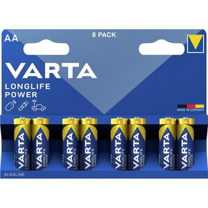 Blister de 8 Piles LONGLIFE Power 4906 AA Mignon LR6 VARTA