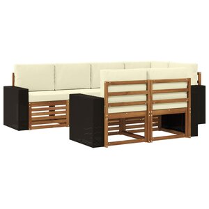 vidaXL Ensemble de canapé d'angle avec coussin 7 Pièces Naturel et Crème