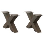 vidaXL Pieds de table basse en forme de X  2 pièces  acier naturel  50 x (30-31) cm