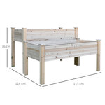 Jardinière sur pieds carré potager 2 étages dim. 115L x 114l x 76H cm inserts d'irrigation bois sapin naturel