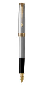 PARKER Sonnet Stylo plume  acier inoxydable  Plume fine  encre noire  Coffret cadeau