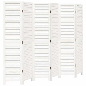 vidaXL Cloison de séparation 6 panneaux blanc bois de paulownia massif