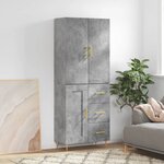 vidaXL Buffet haut Gris béton 69 5x34x180 cm Bois d'ingénierie