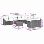 vidaXL Salon de jardin 11 Pièces avec coussins gris résine tressée