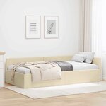 vidaXL Cadre de lit d'angle avec tête de lit Crème 90 x 190 cm