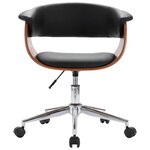 Chaise fauteuil siège pivotante de bureau informatique étude bois courbé et similicuir noir 02_0024155