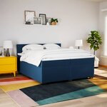 vidaXL Sommier à lattes de lit avec matelas Bleu 200x200 cm Tissu