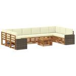 vidaXL Ensemble de canapés d'extérieur 11 Pièces Naturel et Crème