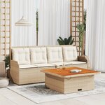 vidaXL Salon de jardin avec coussins 3 Pièces beige résine tressée