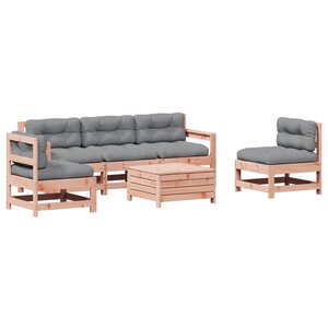 vidaXL Salon de jardin 6 Pièces avec coussins bois massif Douglas