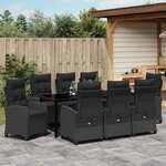 vidaXL Ensemble de salle à manger pour jardin 9 Pièces Noir polyrotin