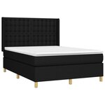 vidaXL Sommier à lattes de lit matelas et LED Noir 140x200 cm Tissu