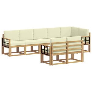 vidaXL Ensemble de canapés d'extérieur 8 Pièces Blanc et crème Polyester