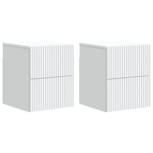 vidaXL Cabinet de chevet mural 2 Pièces Blanc 33 x 34 5 x 40 cm