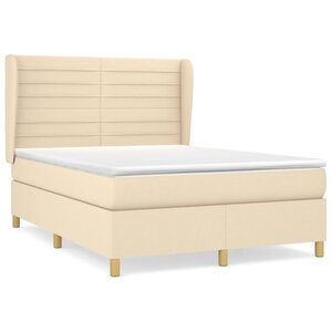 vidaXL Sommier à lattes de lit avec matelas Crème 140x200 cm Tissu