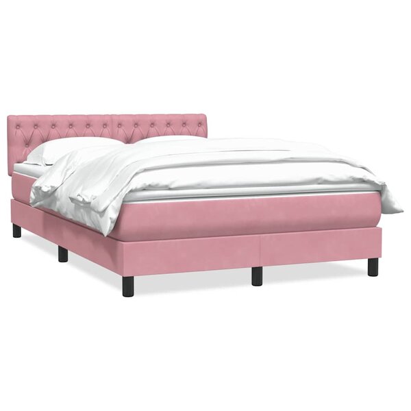 vidaXL Sommier à lattes de lit avec matelas rose 140x220 cm velours