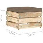 Salon de jardin meuble d'extérieur ensemble de mobilier 2 pièces avec coussins bois imprégné de vert 02_0015889