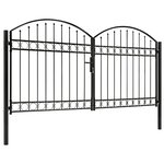 vidaXL Portillon double porte avec dessus arqué Acier 300x150 cm Noir