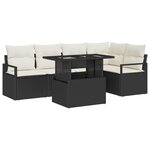 Set de Canapé de Jardin vidaXL 6 pièces avec Coussins Rattan Poly Noir