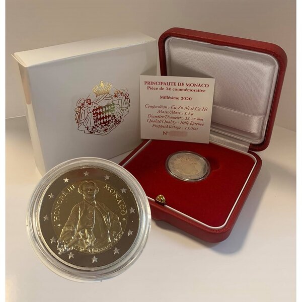 Pièce de monnaie 2 euro commémorative Monaco 2020 BE – Honoré III