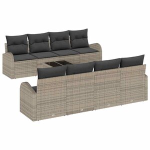 vidaXL Ensemble de canapé de jardin avec stockage 9 Pièces Gris polyrotin