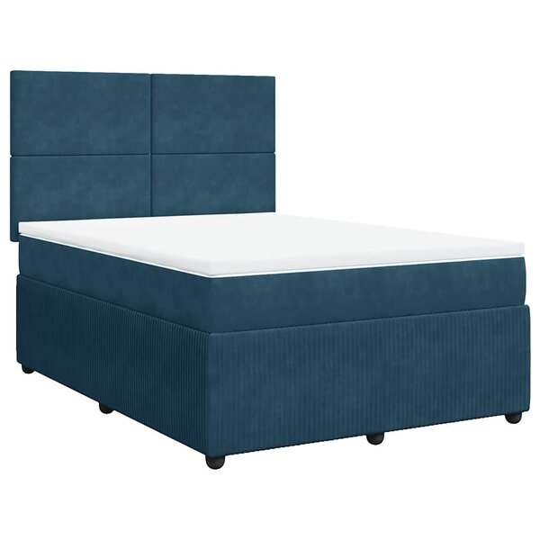 vidaXL Sommier à lattes de lit et matelas Bleu foncé 140x200cm Velours