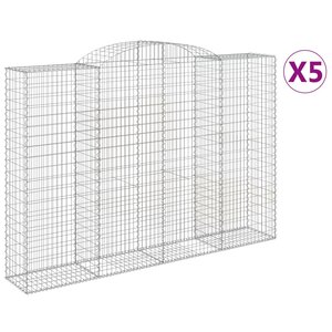vidaXL Paniers à gabions arqués 5 Pièces 300x50x200/220 cm fer galvanisé