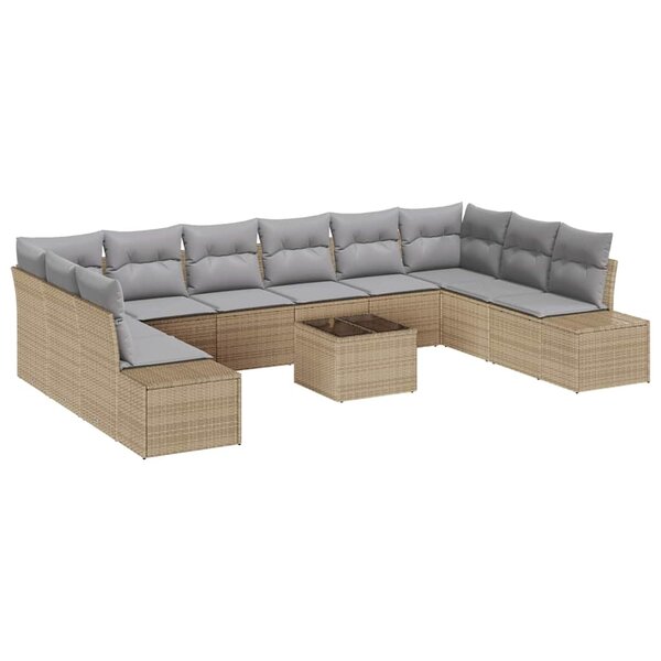 vidaXL Ensemble de canapé de jardin 11 pièces avec coussins en rotin synthétique noir