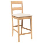 vidaXL Tabourets de bar avec coussins 2Pièces naturel bois massif d'hévéa