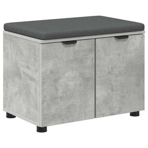 vidaXL Banc d'entrée avec coussin Gris béton 60 x 38 x 46 cm