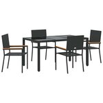 vidaXL Ensemble de salle à manger pour jardin 5 Pièces Noir polyrotin