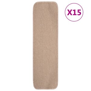 vidaXL Tapis escalier antidérapants 15 Pièces 75x20cm Beige Rectangulaire