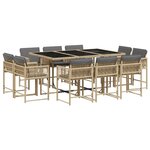 vidaXL Ensemble à manger de jardin et coussins 11 Pièces mélange beige