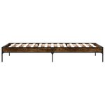 vidaXL Cadre de lit chêne fumé 90x190 cm bois d'ingénierie et métal