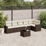 vidaXL Salon de jardin avec coussins 7 Pièces marron résine tressée