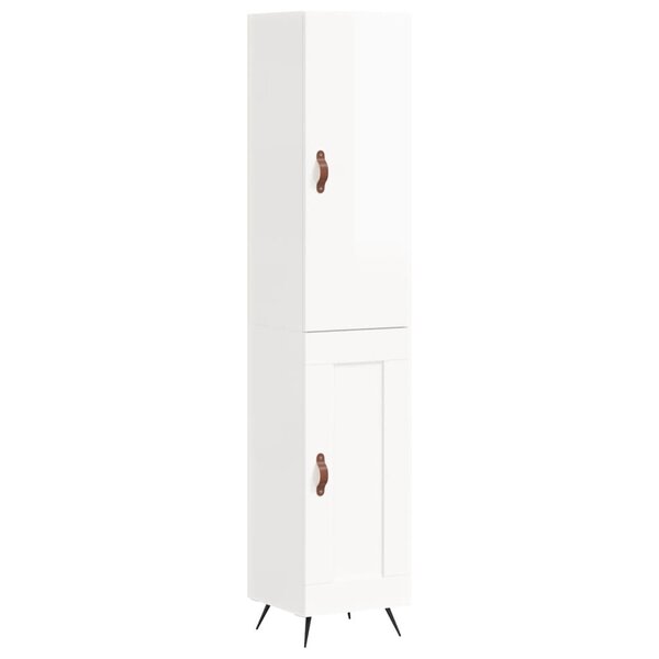 vidaXL Buffet haut Blanc brillant 34 5x34x180 cm Bois d'ingénierie