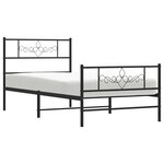 vidaXL Cadre de lit métal sans matelas avec pied de lit noir 107x203cm