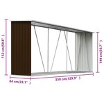 vidaXL Abri de stockage de bois Acier galvanisé 330x84x152 cm Marron