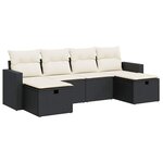 vidaXL Salon de jardin 6 Pièces avec coussins noir résine tressée