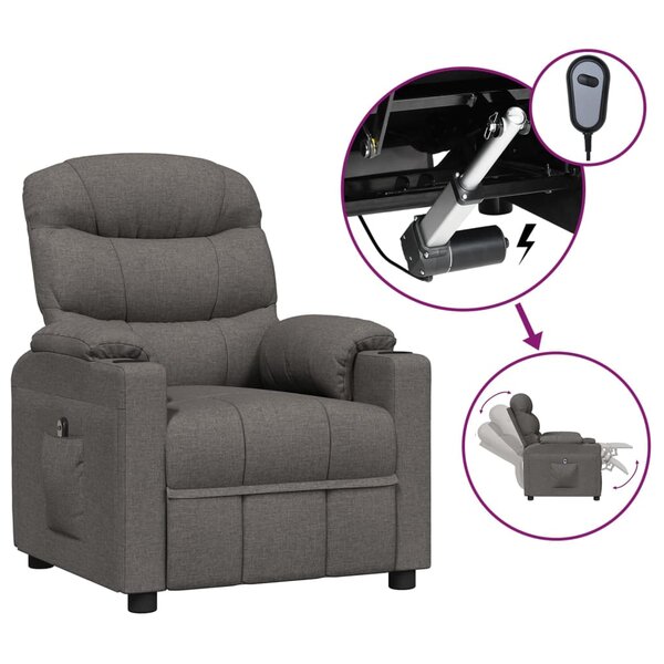 vidaXL Fauteuil inclinable électrique Gris foncé Tissu