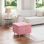 vidaXL Pouf de rangement avec coussin Rose 60 x 60 x 45 cm Velours