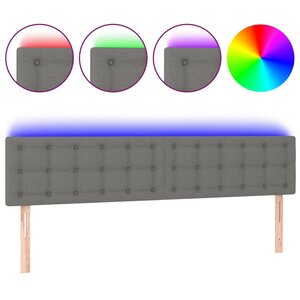 vidaXL Tête de lit à LED Gris foncé 180x5x78/88 cm Tissu