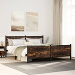 vidaXL Cadre de lit en métal sans matelas chêne fumé 193x203 cm