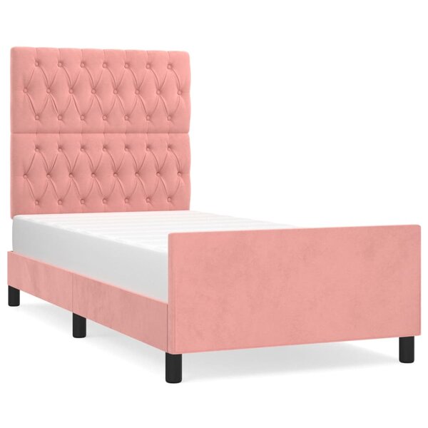 vidaXL Cadre de lit avec tête de lit Rose 90x200 cm Velours