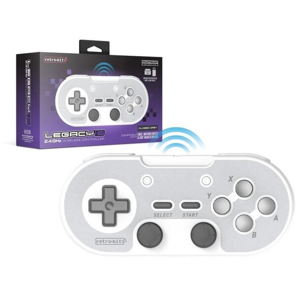 Manette Sans Fil - RetroBit Legacy 16 Grise - Switch, PC, Steam, Raspberry Pi, SNES, Android